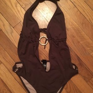 Baby Phat monokini cutout one piece swimsuit brown